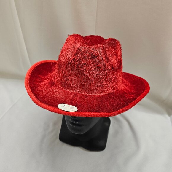 Red Fuzzy Cowboy Hat - Picture 1 of 2